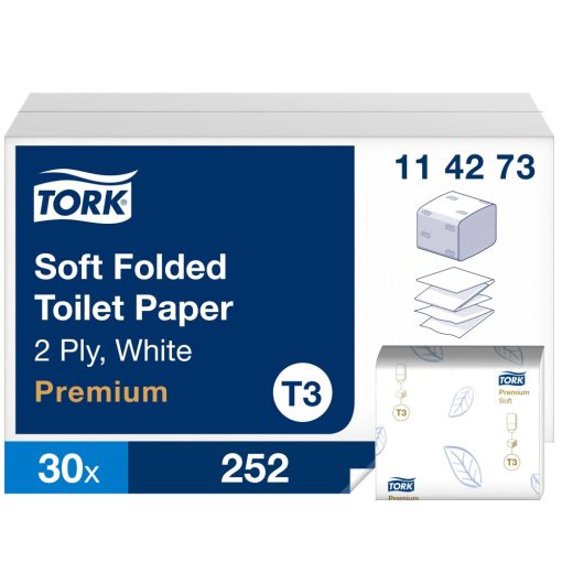 Tork Premium Folded hajtogatott toalettpapír, soft T3 2 r, fehér, 30x252lap SCA114273