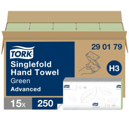 Tork Advanced Singlefold Z hajtogatott kéztörlő H3 2r, zöld, 15x250lap SCA290179