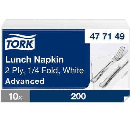 Tork Lunch szalvéta Advanced fehér 2 rétegű, 33x33 SCA477149