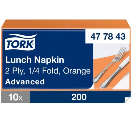 Tork Lunch szalvéta Advanced narancssárga 2 rétegű, 33x33 SCA477843
